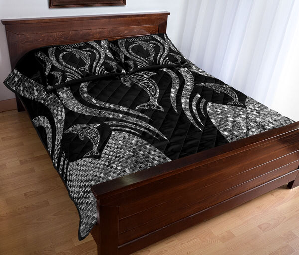 Dolphin Heart Line Style Quilt Bed Set - Love Quilt Bedding Set