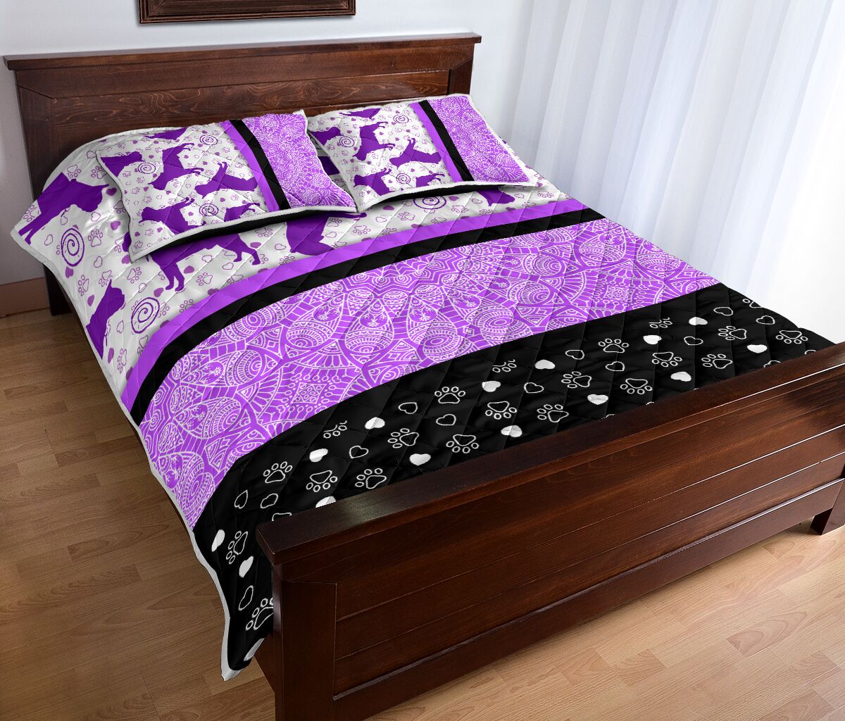 Boston Terriers Purple - Bed Set - Love Quilt Bedding Set
