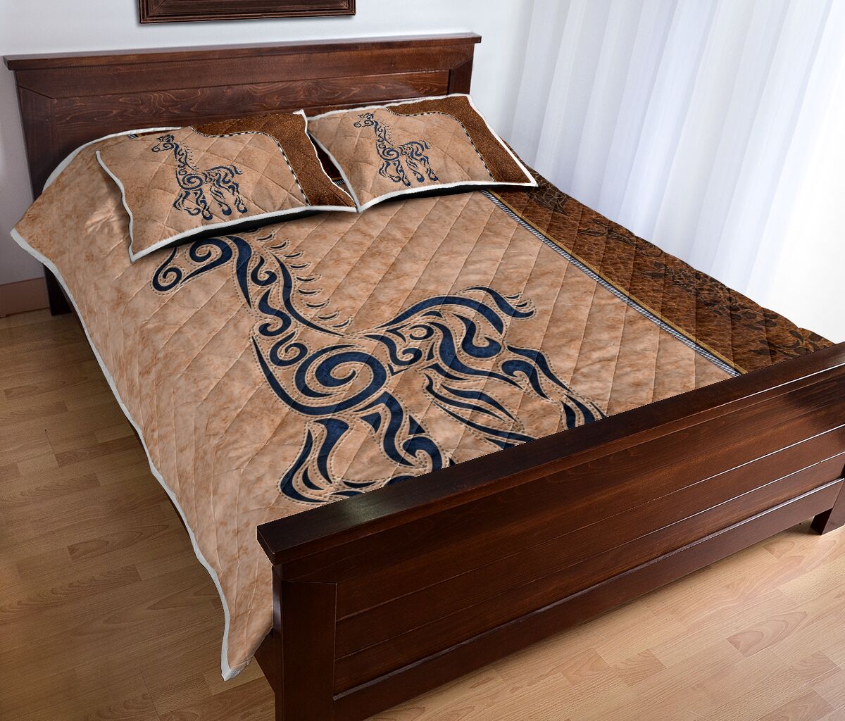 Giraffes Leather Style Quilt Bed Set - Love Quilt Bedding Set