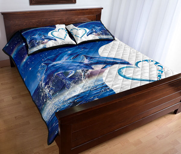 Dolphin Heart Quilt Bed Set - Love Quilt Bedding Set