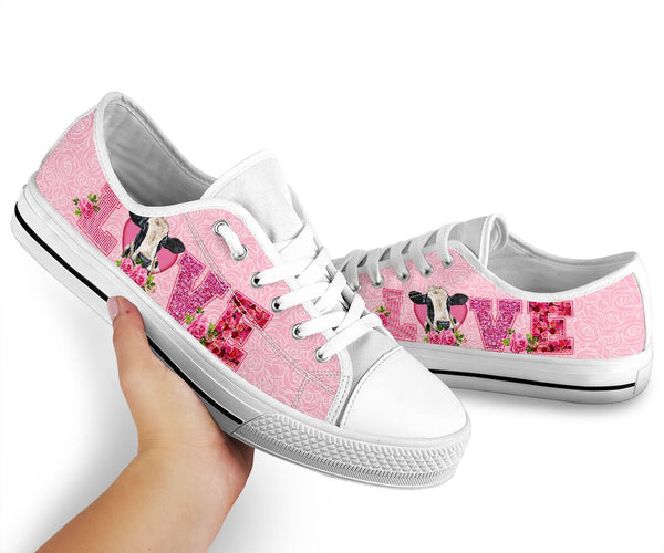 Cow Love Rose Pink Lowtop Shoes