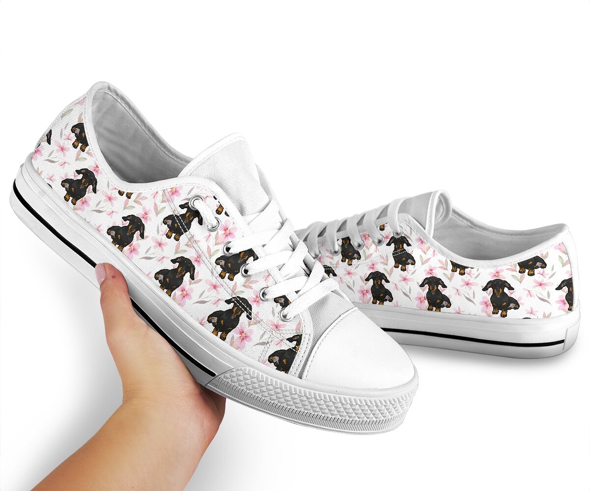 Dachshund Flower Pink Low Top Shoes - Love Low Top Shoes