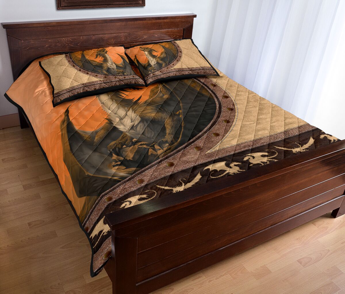 Dragon Leather Heart Style Quilt Bed Set - Love Quilt Bedding Set