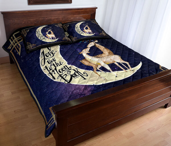 Deer I Love You To The Moon And Back Quilt Bed Set- Love Quilt Bedding Set