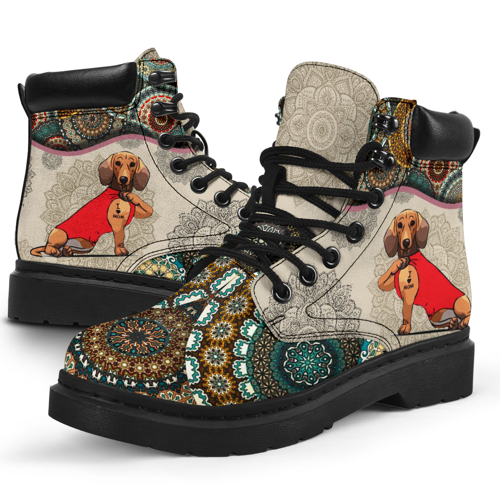 Dachshund - Vintage Mandala Asboot Sky - Love All Season Boots