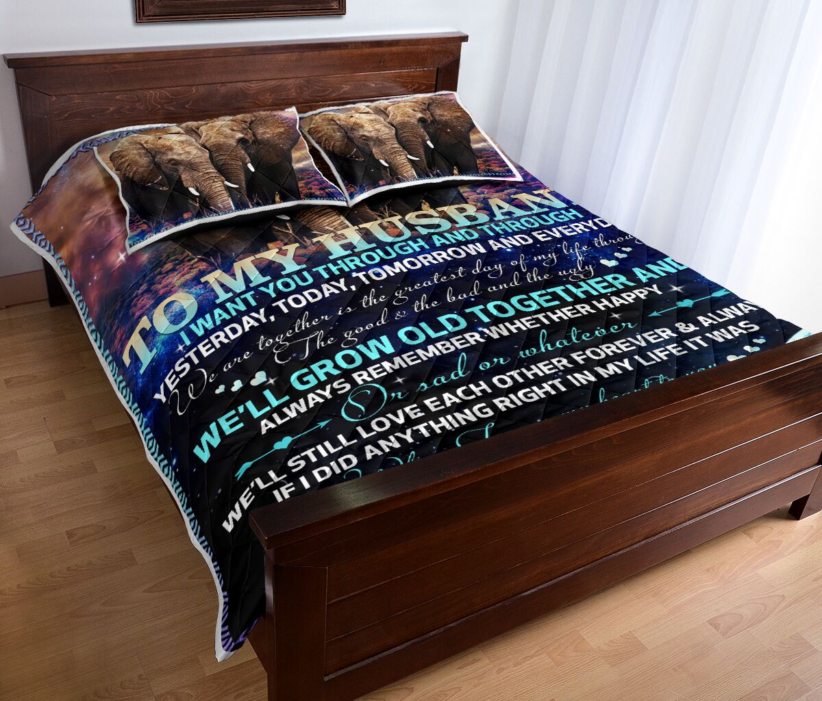 Elephant To My Husband Quilt Bed Set - Love Quilt Bedding Set