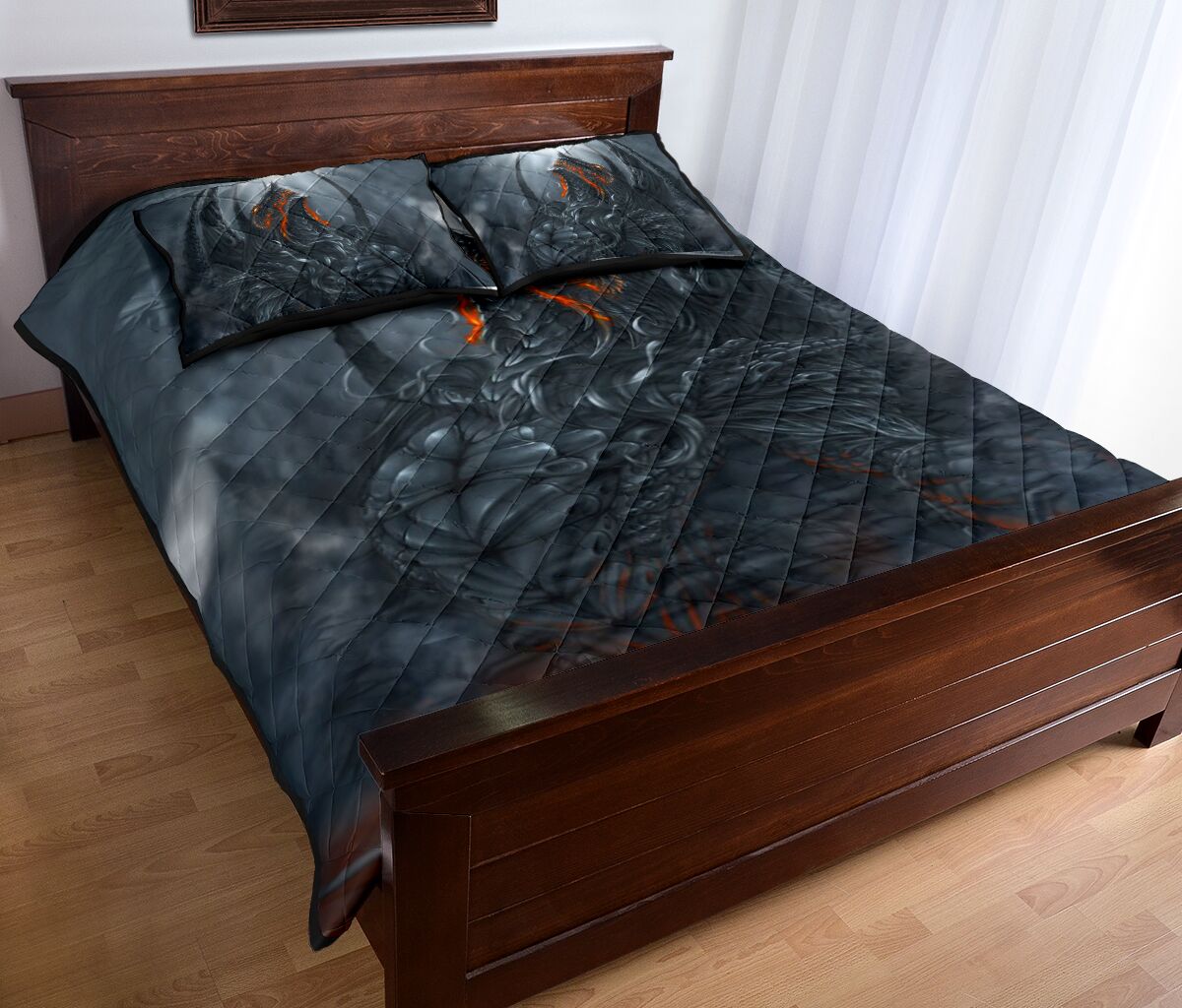 Dark Dragon Light Art Style Quilt Bed Set - Love Quilt Bedding Set