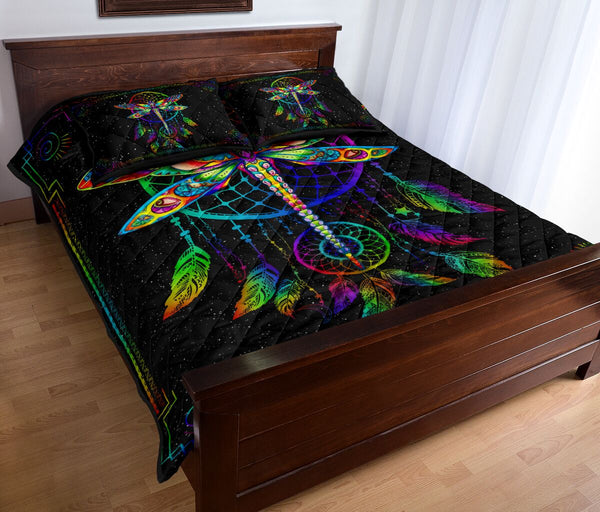 Dragonfly Catcher Dream Color Style Quilt Bed Set - Love Quilt Bedding Set