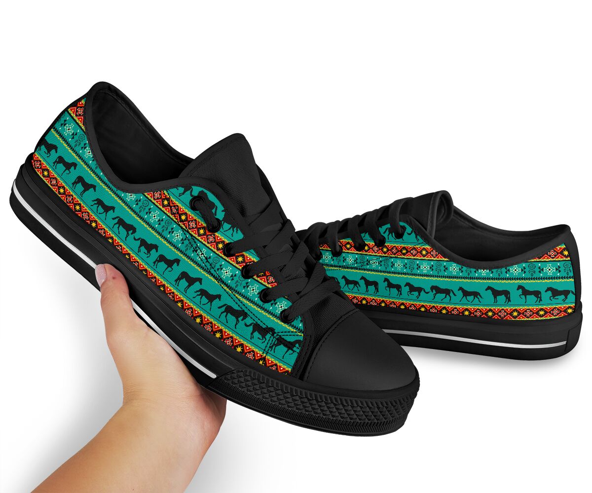 Horse Turquoise Low Top  Shoes