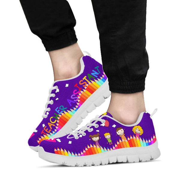 Teacher Assistant Abc - Purple Sneakers, Running Shoes, Shoes For Women, Shoes For Men, Cust- Love Sneakers
