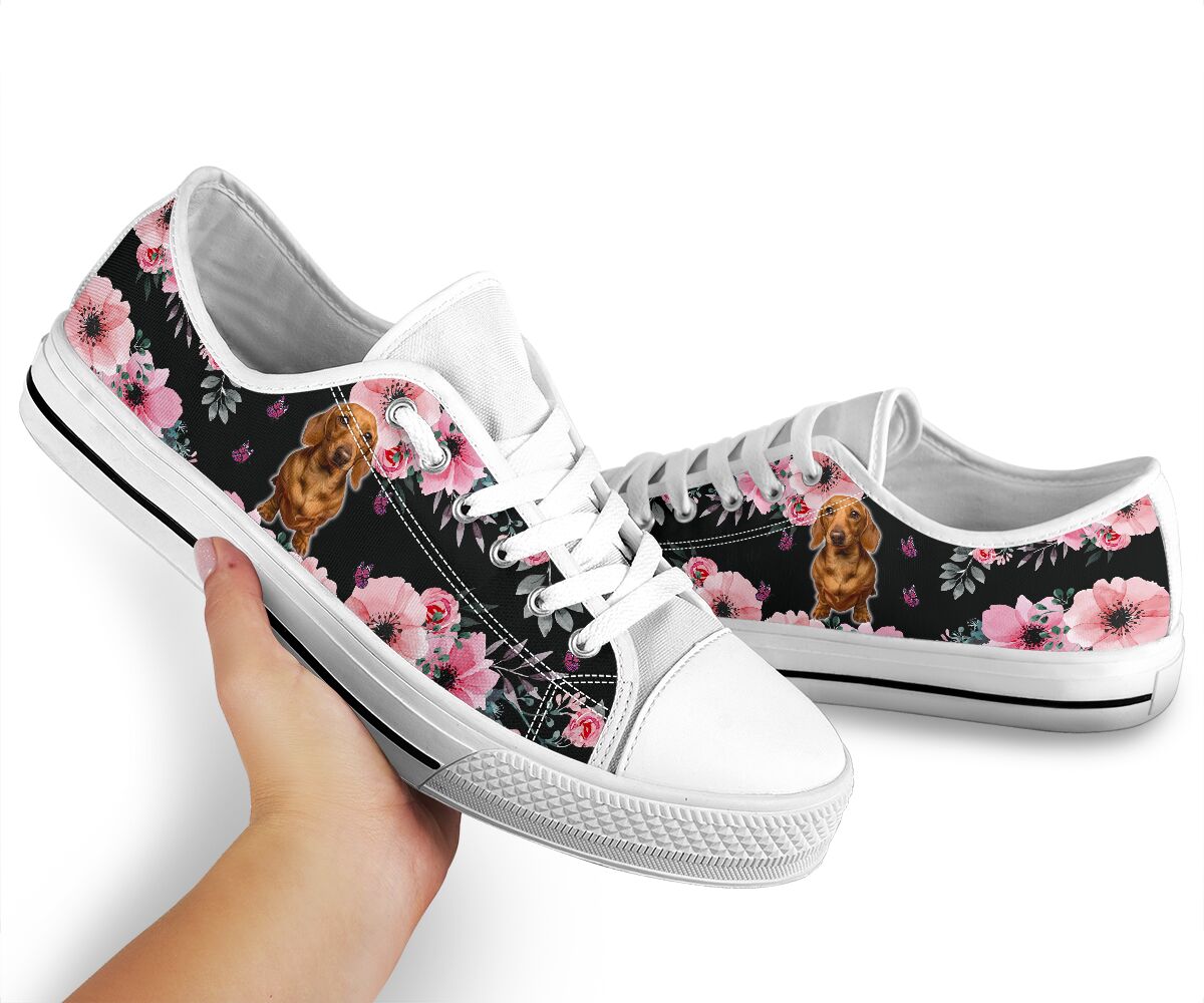 Dachshund Flower - Low Top Shoe - Love Love Top Shoes