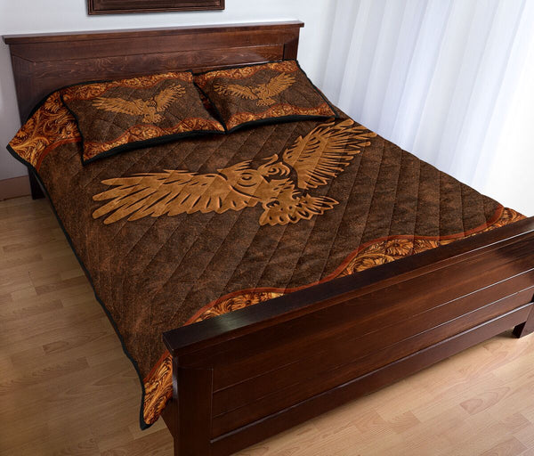 Owl Leather Style Quilt Bed Set - Love Quilt Bedding Set