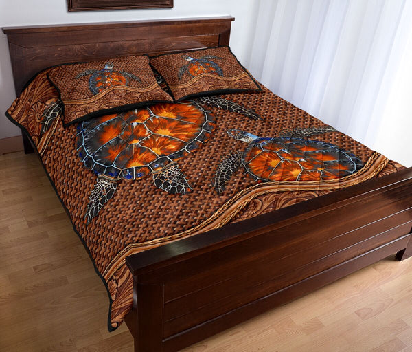 Turtle Carving Style Quilt Bed Set - Love Quilt Bedding Set