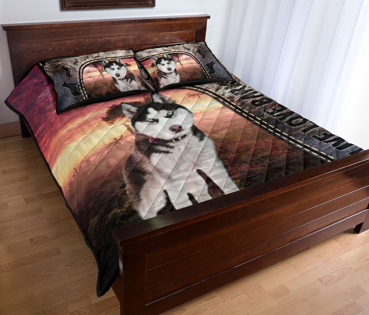Live Love Bark Husky - Bed Set - Love Quilt Bedding Set