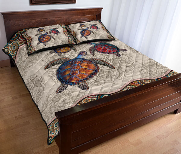 Turtle Mandala Vintage Quilt Bed Set- Love Quilt Bedding Set