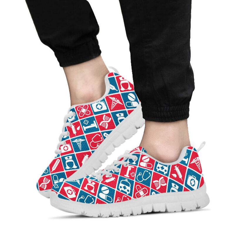 Nurse Pattern Red Blue Shoes Sneakers, Running Shoes, Shoes For Women, Shoes For Men, Custo- Love Sneakers