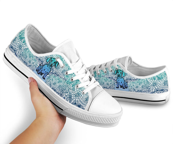 Dachshund Flower Gradient - Low Top Shoe - Love Love Top Shoes