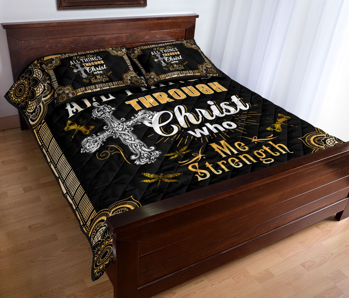 I Can Do All Things Quotes Quilt Bed Set - Love Quilt Bedding Set
