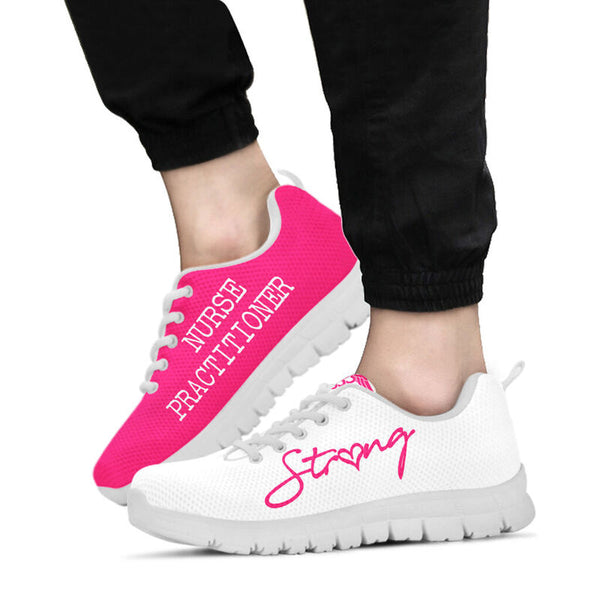 Nurse-strong Practitioner Pink White Sneakers, Running Shoes, Shoes For Women, Shoes For Men- Love Sneakers