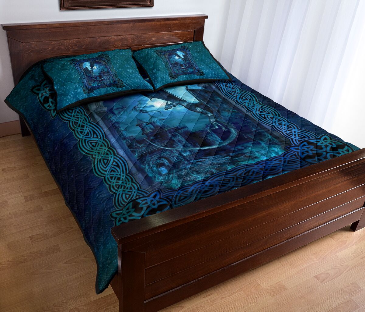 Dragon Blue Skin Mandala Style Quilt Bed Set - Love Quilt Bedding Set
