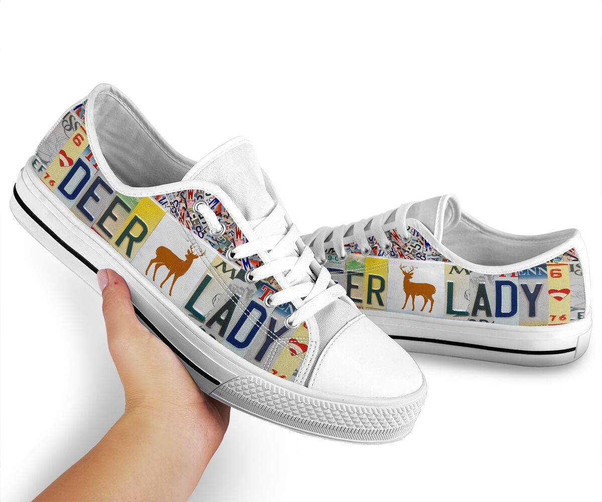 Deer Lady License Plates Low Top Shoes