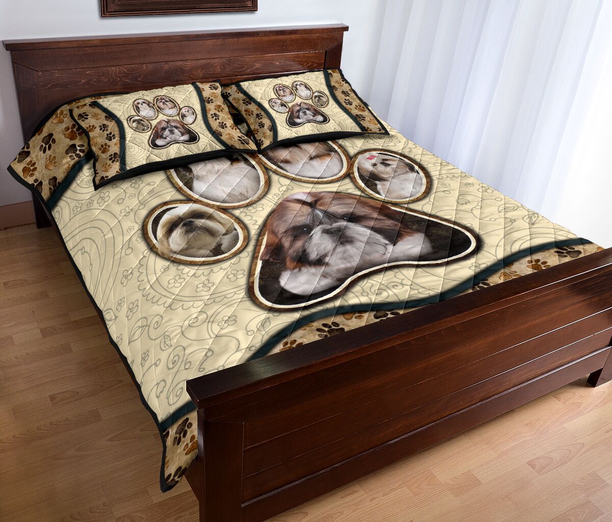 Shih Tzu Paw Vintage - Bed Set - Love Quilt Bedding Set