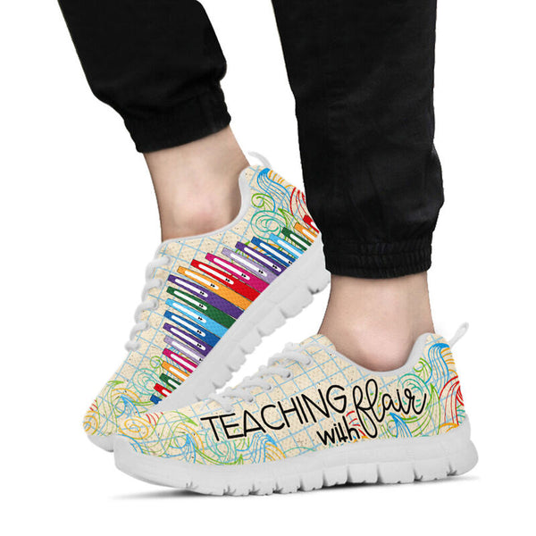 Teaching With Flair Sneakers, Running Shoes, Shoes For Women, Shoes For Men, Custom Shoes, L- Love Sneakers