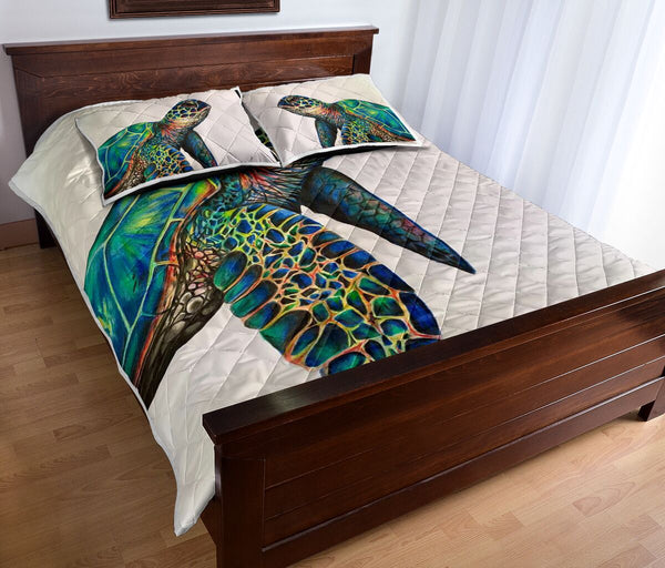 Turtle Drawn Art Style Quilt Bed Set - Love Quilt Bedding Set