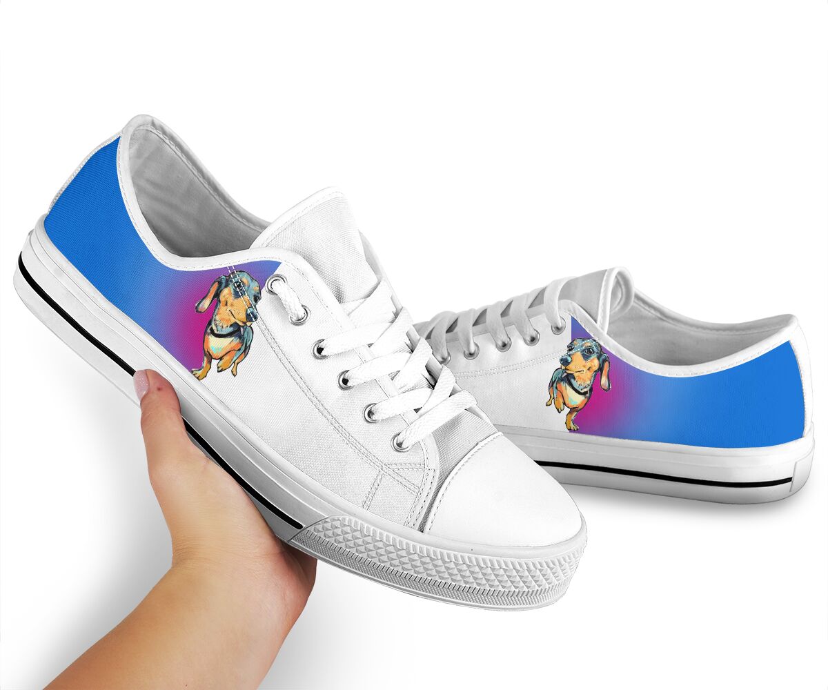 Dachshund Watercolor Low Top Shoe - Love Love Top Shoes