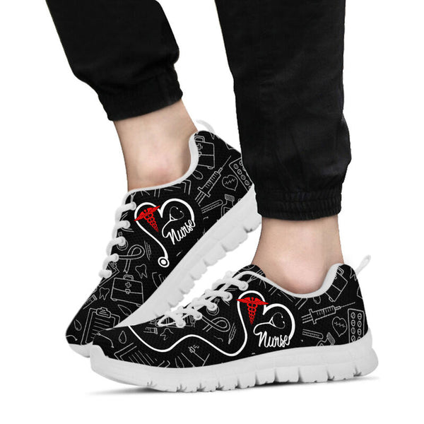 Nurse Heart Shoes Sneakers, Running Shoes, Shoes For Women, Shoes For Men, Custom Shoes, L- Love Sneakers