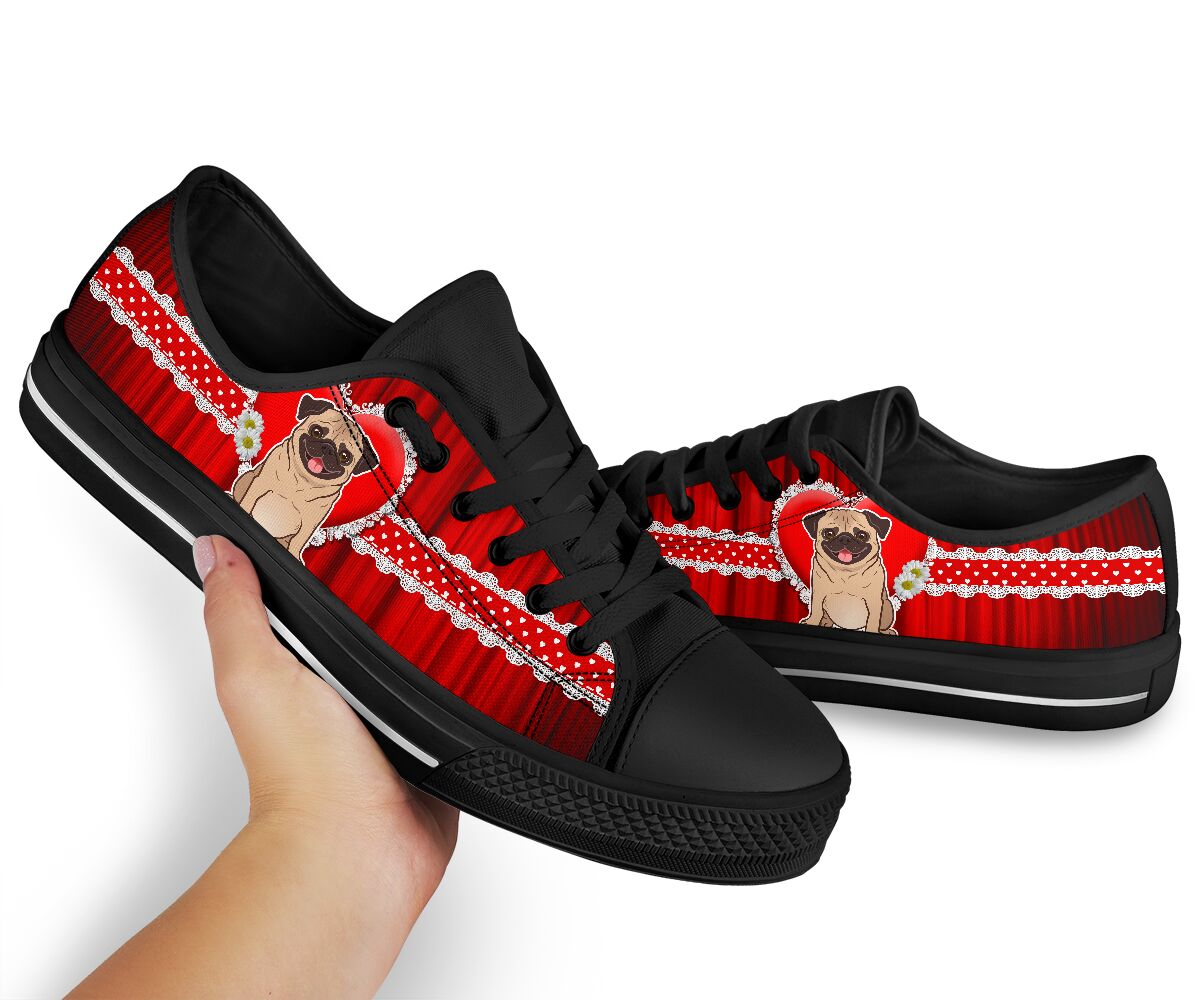 Pug Ribbon - Low Top Shoe - Love Love Top Shoes