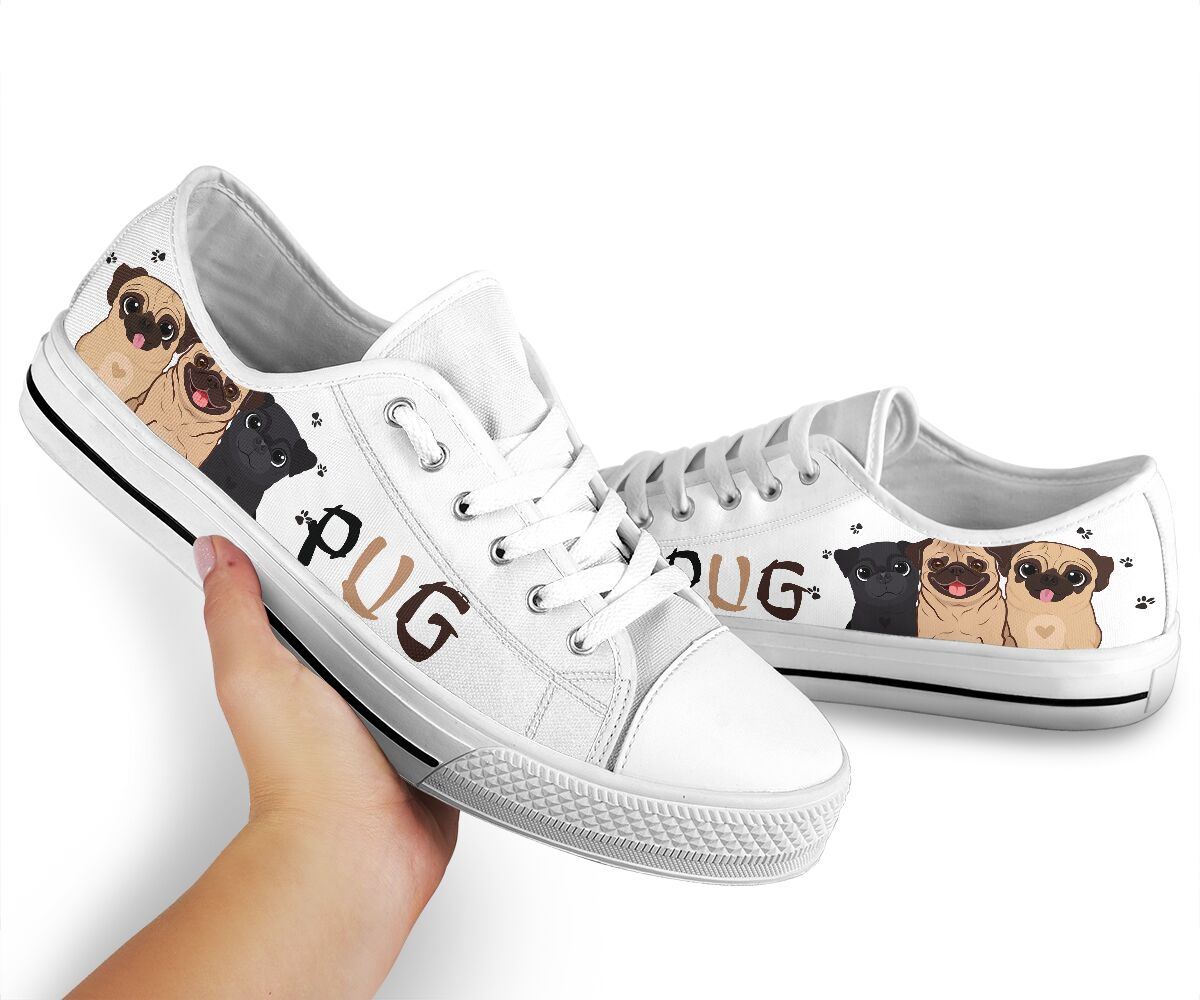 Pug Cartoon - Low Top Shoe - Love Love Top Shoes