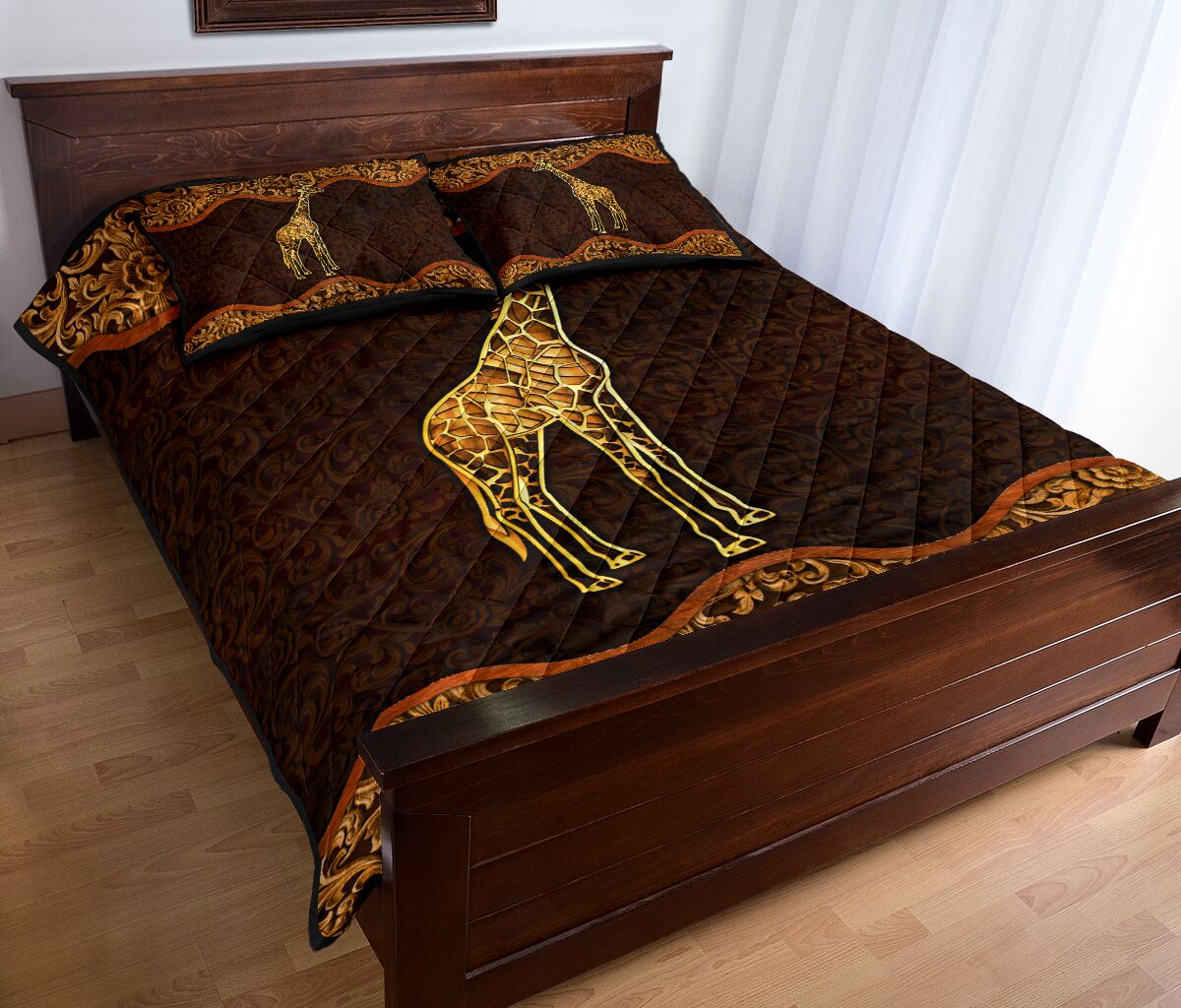 Giraffe Wood Carving Quilt Bed Set - Love Quilt Bedding Set