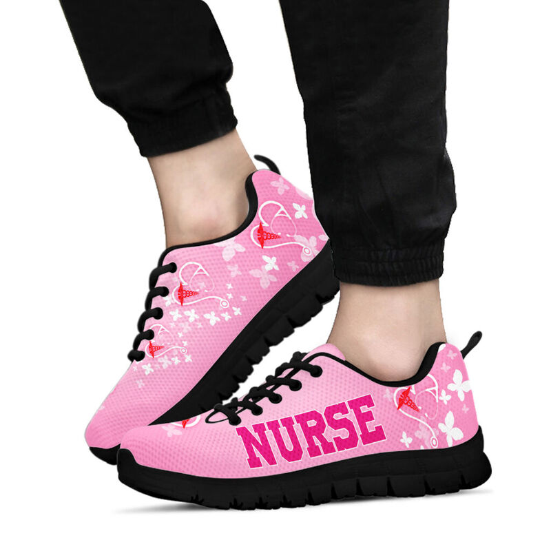 Nurse Bh Pink Shoes Sneakers, Running Shoes, Shoes For Women, Shoes For Men, Custom Shoes, L- Love Sneakers