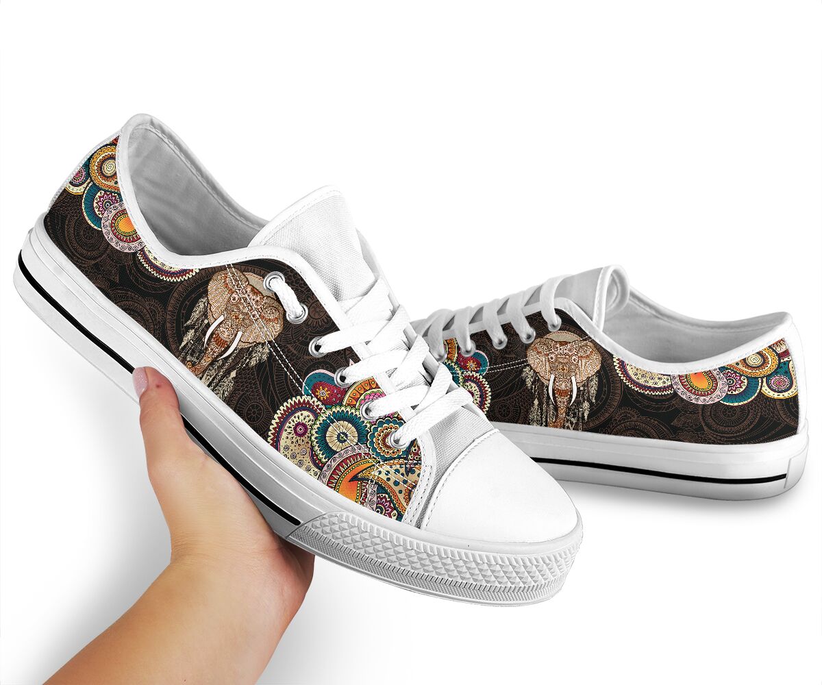 Elephant Henna Paisley Low Top White Sole Shoes