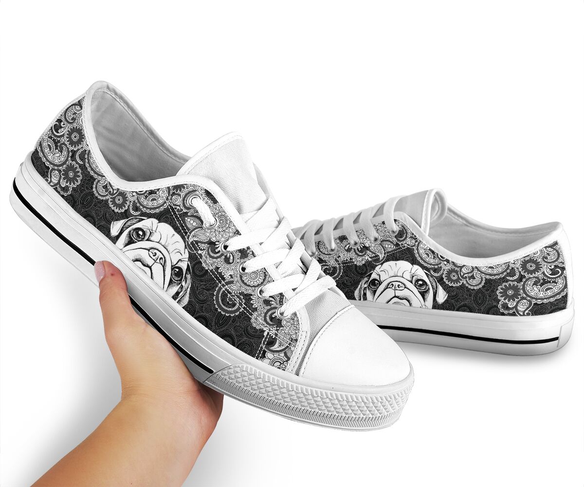 Pug Mandala White - Low Top Shoe - Love Love Top Shoes