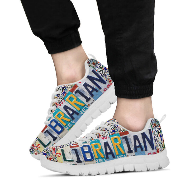Librarian License Plates Sneakers, Runni- Love Sneakers