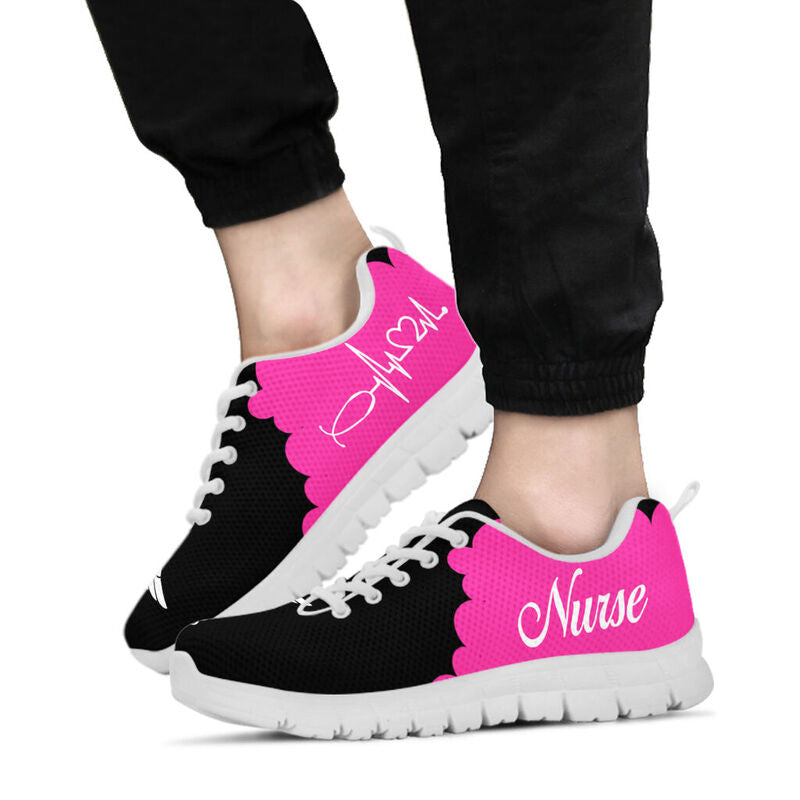 Nurse Cl- Pink Black Sneakers, Running Shoes, Shoes For Women, Shoes For Men, Custom Shoes,- Love Sneakers