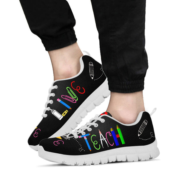 Live Love Teach 2 Sneakers, Running Shoes, Shoes For Women, Shoes For Men, Custom Shoes, L- Love Sneakers