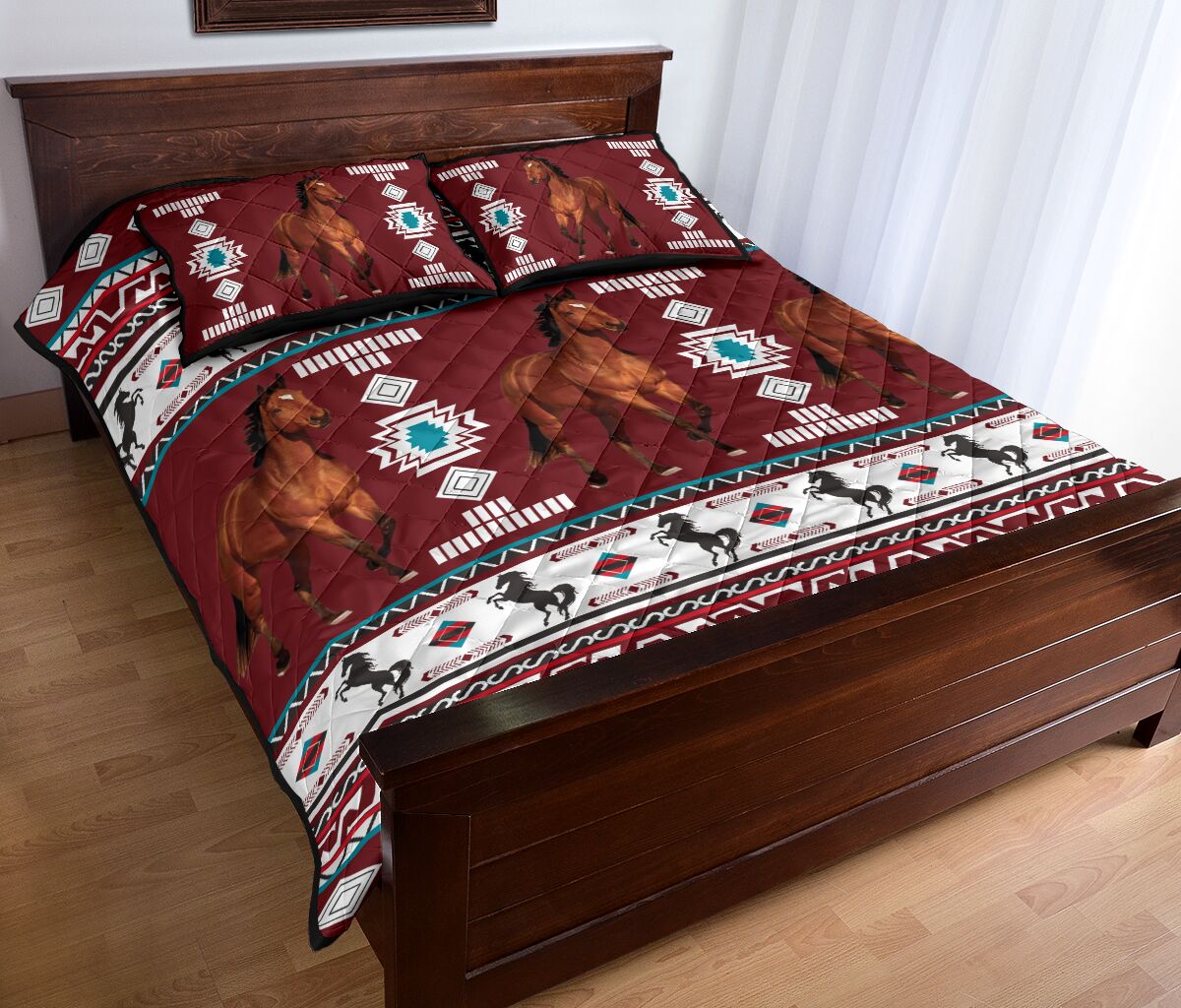 Horse Boho Native Pattern - Quilt Bed Set - Nnd- Love Quilt Bedding Set