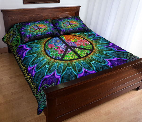 Hippie - Peace - Quilt Bed Set 24 - Love Quilt Bedding Set