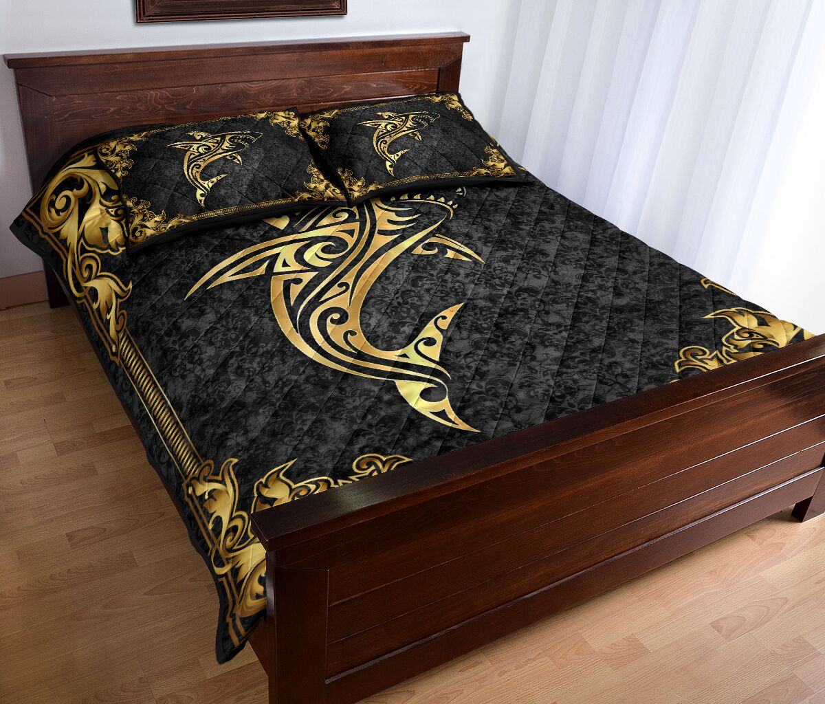 Shark Celtic Gold Style Quilt Bed Set - Love Quilt Bedding Set