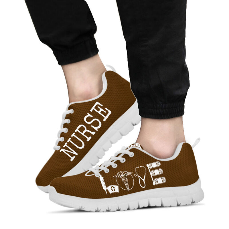 Nurse- Love Brown Soil Sneakers, Running Shoes, Shoes For Women, Shoes For Men, Custom Shoes- Love Sneakers