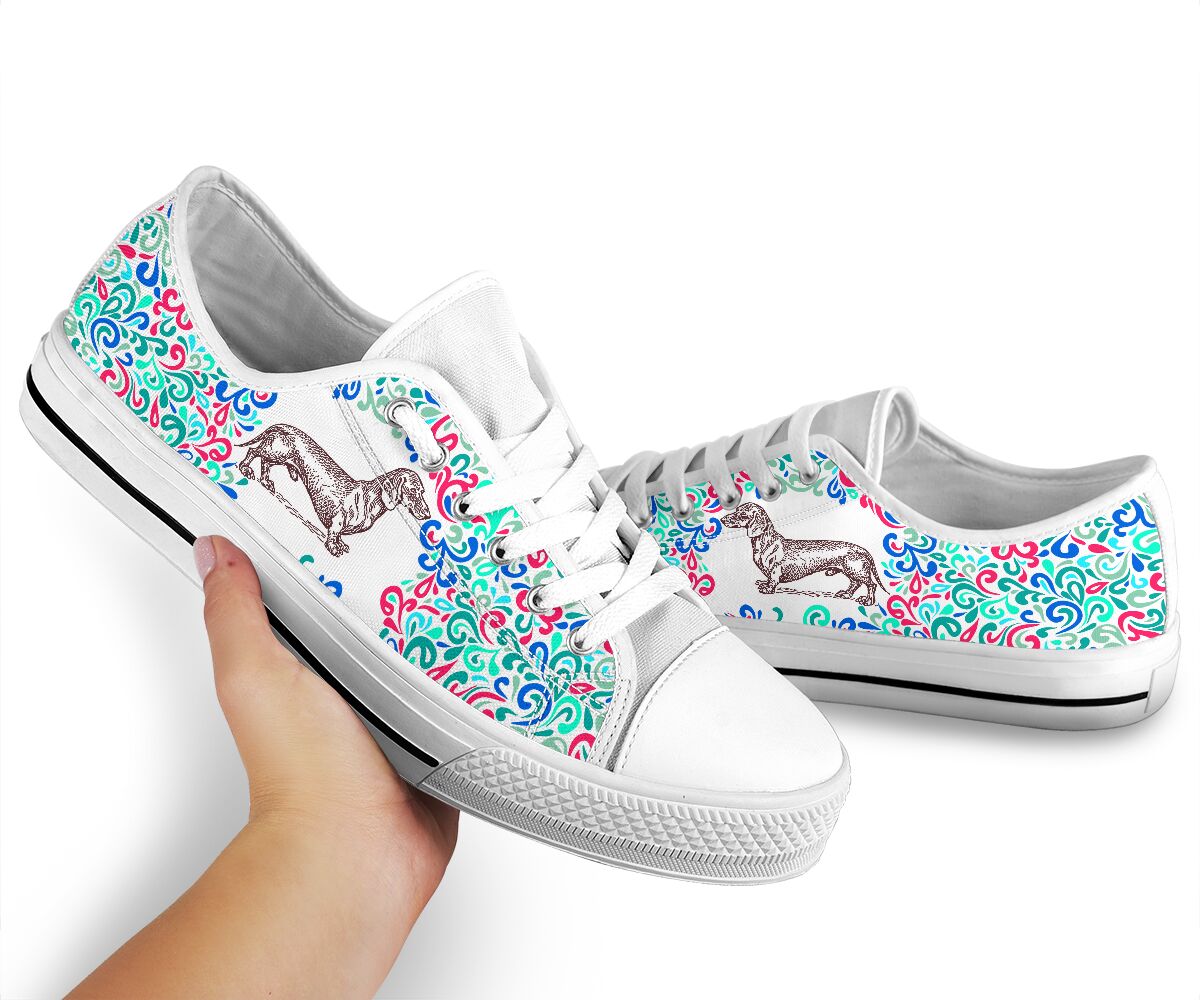 Dachshund Leafy Doodle - Low Top Shoe - Love Love Top Shoes