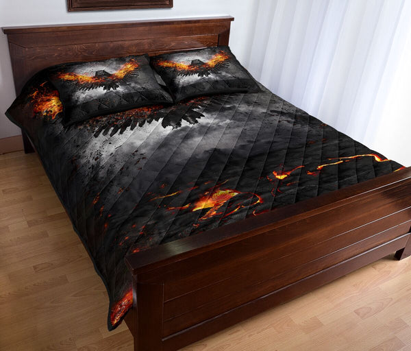 Owl Fire Art Style Quilt Bed Set - Love Quilt Bedding Set