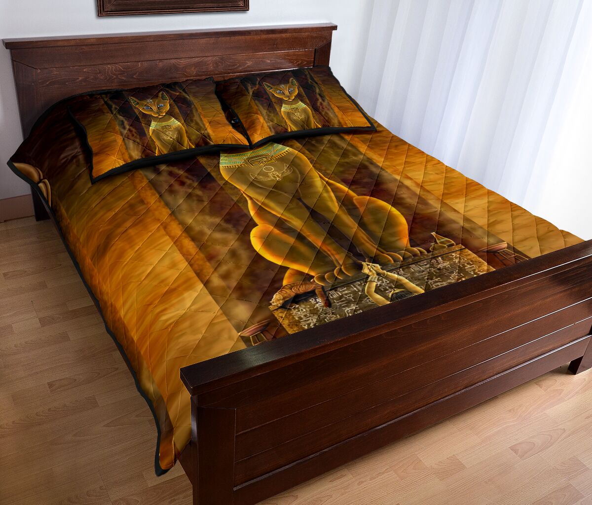 Egyptian Cat Gold - Bed Set- Love Quilt Bedding Set