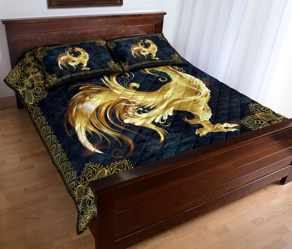 Chicken Mandala Gold Art Style Quilt Bed Set - Love Quilt Bedding Set