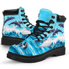 Dolphin Ocean Paint Boots Sky - Love All Season Boots