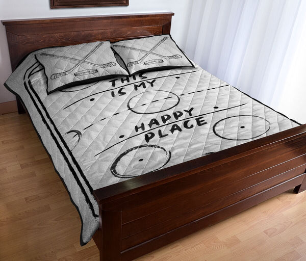 Hockey Happy Place - Quilt Bed Set - Nnd - Love Quilt Bedding Set