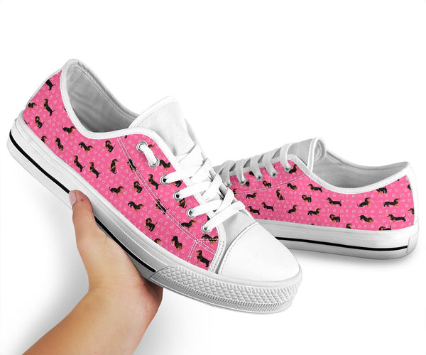 Dachshund Pattern Pink - Low Top Shoe - Love Love Top Shoes